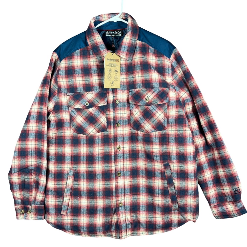 Avalanche Outdoor Supply Co Plaid Shirt Jacket Mens L Red‎ Blue Outdoors NWT